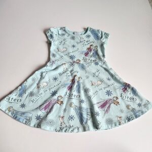 Disney Frozen Elsa Anna Olaf Light Blue Skater Dress Girls 5T